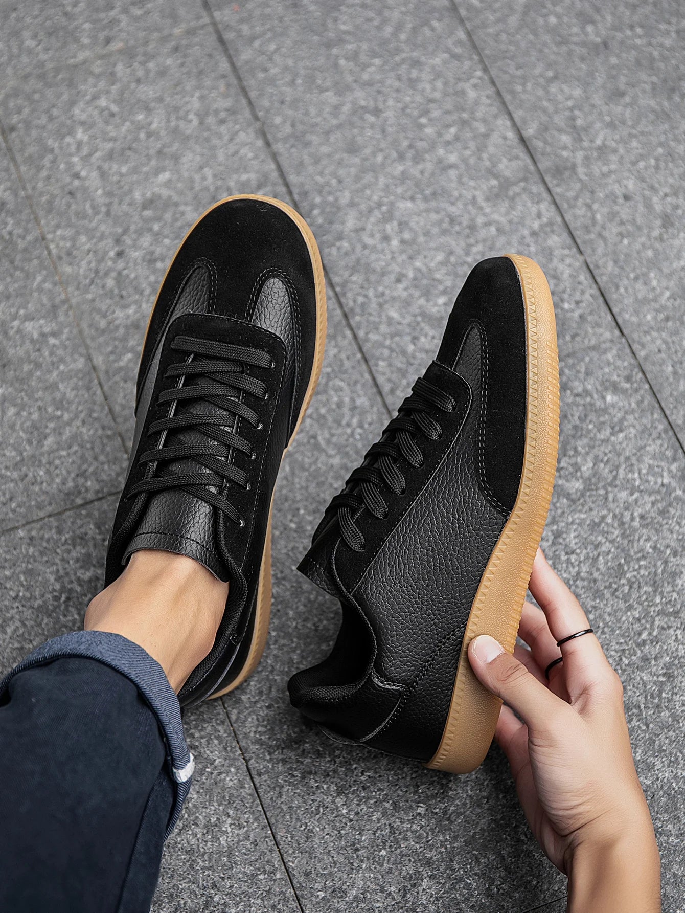 (One Size Smaller) Men's Fashionable Retro Contrasting Lace-Up Comfortable Oxford Sole Casual Sneakers, Personalized Outdoor Daily Work Clothing Couple's Walking Sneakers