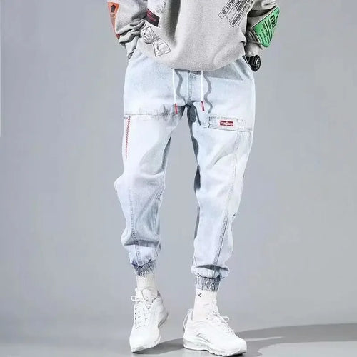 2024 New Men Streetwear Hip Hop Cargo Pants Mens Jeans Elastic Harem Joggers Pants Autumn Spring Trousers Men Clothing S-4XL
