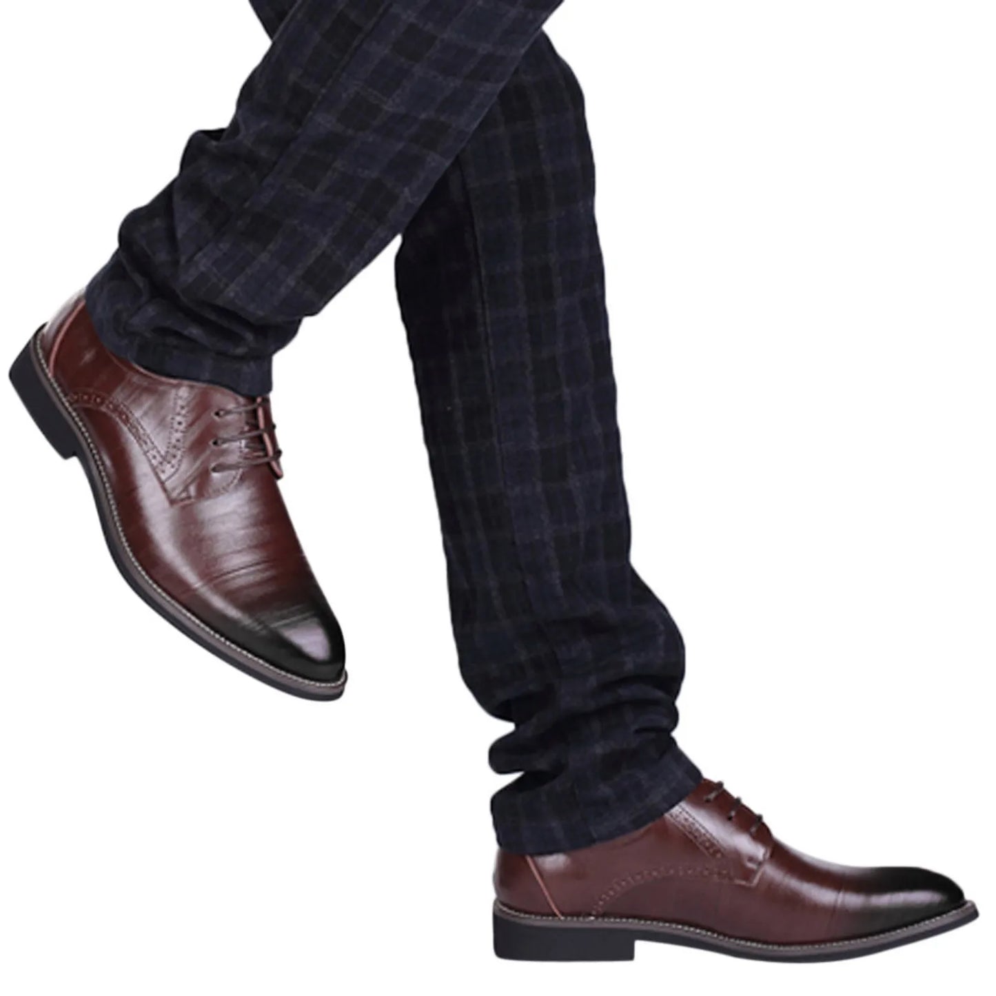 Men's Soft Leather Slip on Shoes Classical Style Shoes For Men Slip On PU Leather Low Rubber Sole Block Heel Work Eye 2