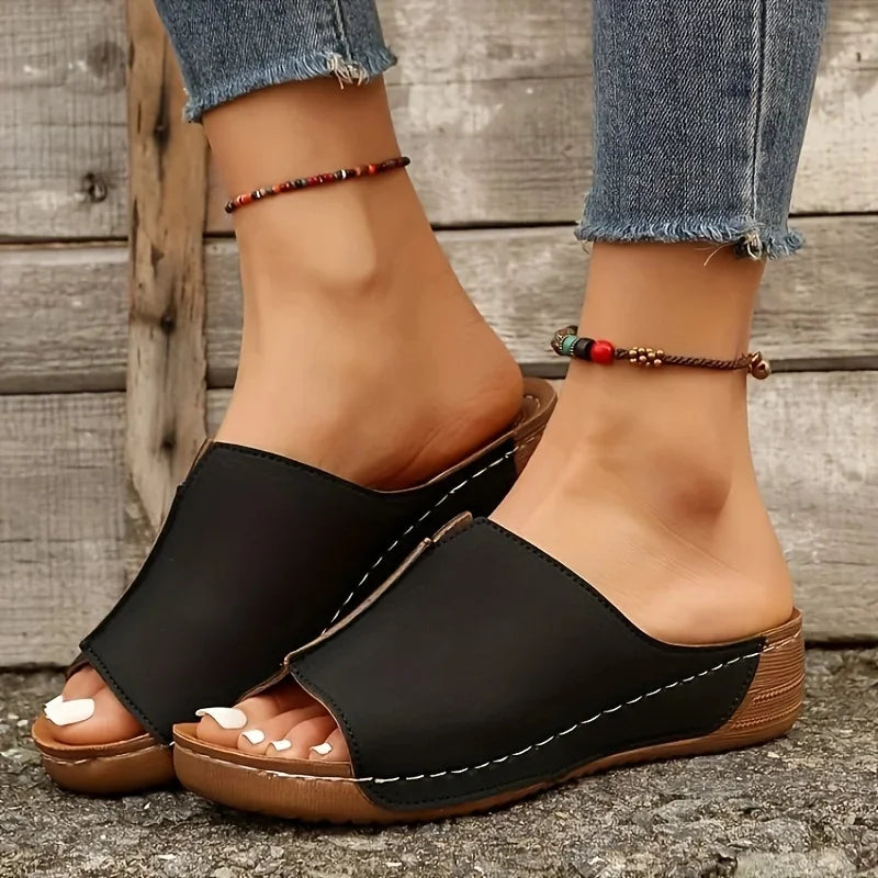 Womens Fashionable Wedge Slide Sandals Ultra-Comfortable,Cushioned Sole, Lightweight Summer Shoes for Stylish Outdoor Adventures
