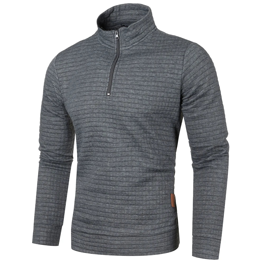 Autum Men's Solid Color Sweatshirt New Oversize Half Zipper Pullover Warm Sweater Jogger Sport Tops