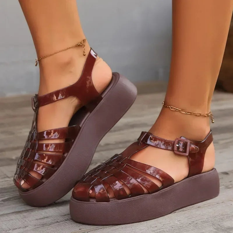 Toe Closed Summer Beach Sandals Shoes Women Fashion Jelly Sandals Shoes Soft Pvc Material Women Summer Sandals