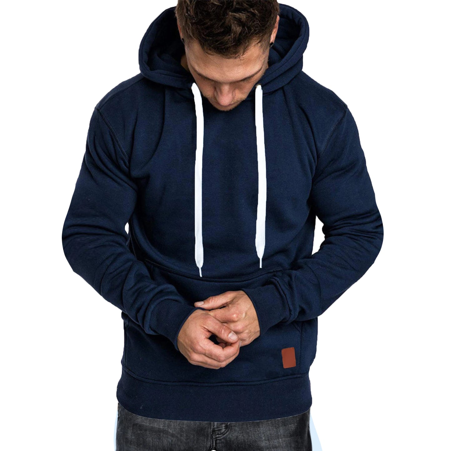 Men's autumn and winter solid color outdoor sports casual hoodie top