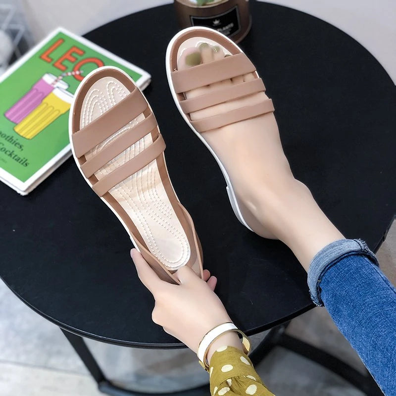 2024 New Fashion Women Comfortable Sandals Summer New Candy Color Women Cute Shoes Peep Toe  OutdoorShoes Woman Flats