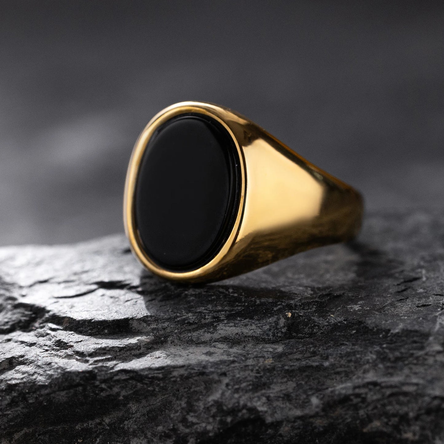 Luxurious Retro Black Agate & Tiger Eye Stone Men Women Trendy Ring - Casual Fashion, 316L Stainless Steel Handmade Jewelry
