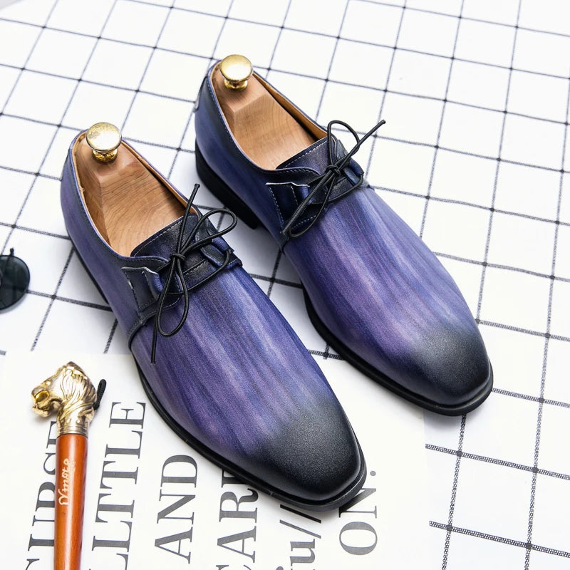 Trendy and Fashionable Derby Shoes Round Toe Lace up Business Office Dress Shoes Wedding Banquet Shoes Size 38-48 Men Shoes