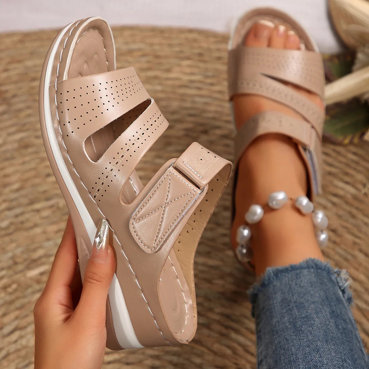 New Summer Shoes Women Heels Sandals Summer Slippers Femme Casual Wedges Heeled Footwear Female