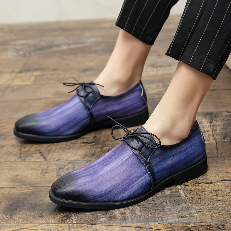 Trendy and Fashionable Derby Shoes Round Toe Lace up Business Office Dress Shoes Wedding Banquet Shoes Size 38-48 Men Shoes