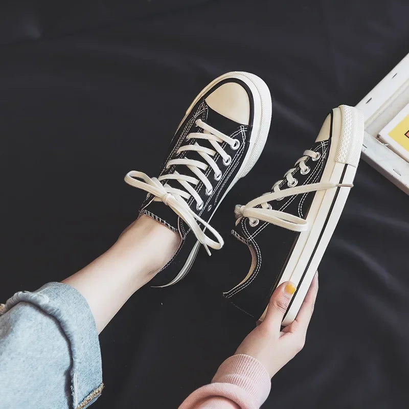 Women Vulcanized Shoes Sponge Cake Thick Soled Canvas Shoes for Women Fashion New Student Versatile White Shoes for Women