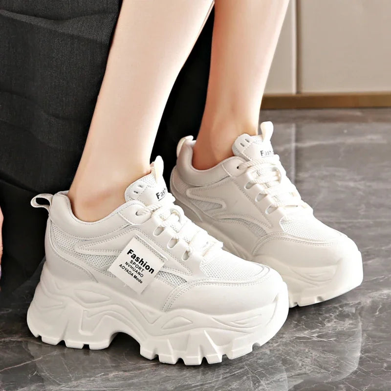 Lace Up Thick Bottom Vulcanized Shoes Breathable Non Slip Sports Shoes