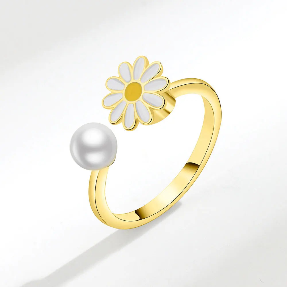 VENTFILLE 925 Sterling Silver Sunflower Diamond Zircon Rotatable Ring For Women Gift Relieve Stress Ring Jewelry Wholesale