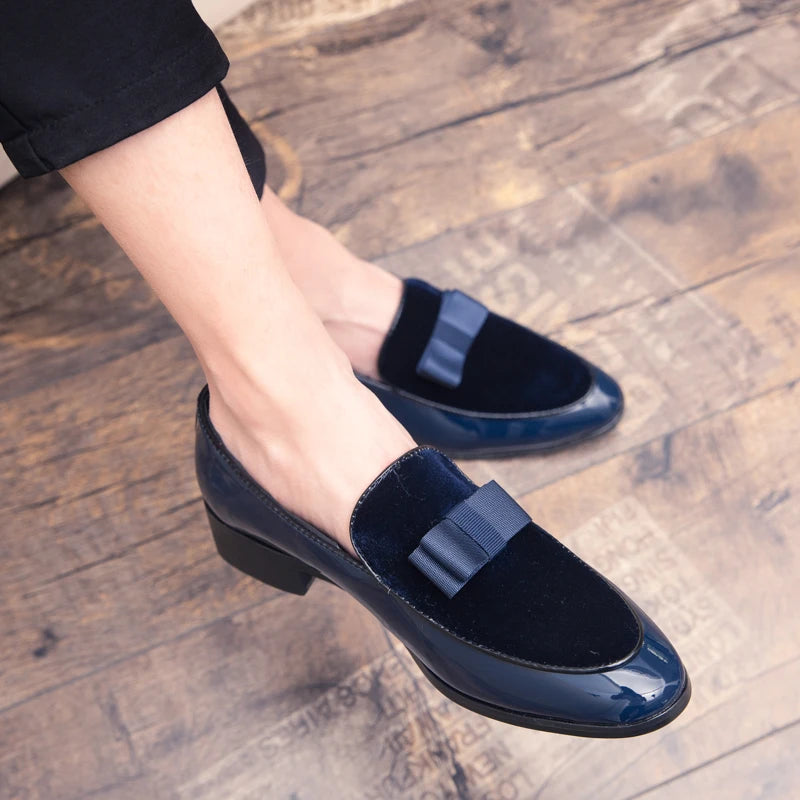 Patent Leather Shoes for Men Oxfords Lace Up Male Wedding Party Office Work Shoes Suede stitching leather shoes 38-45 Large size