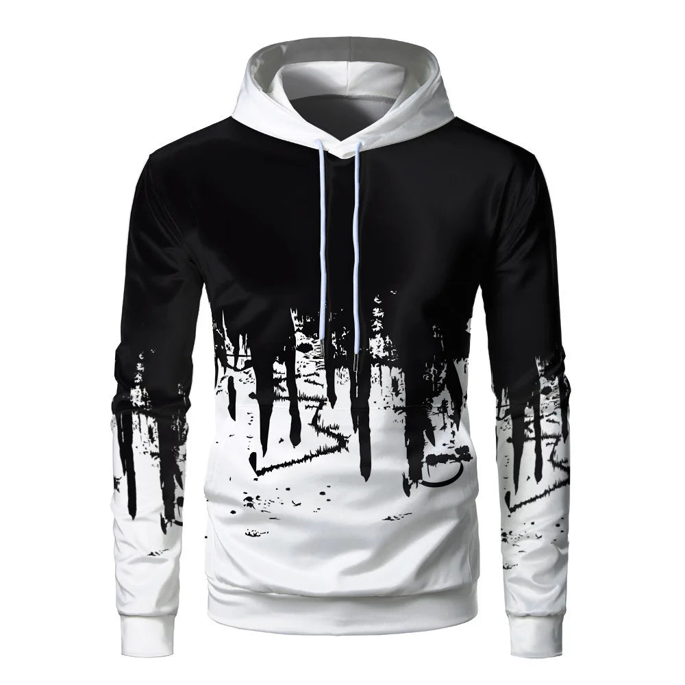 Gradient Print Men's Pullover Hooded Sweatshirt Spring Autumn Daily Fitness Sportswear Fashion Casual Hoodies Loose Clothing