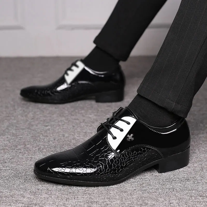 Luxury Men's Business Leather Shoes Black Formal Shoes Plus Size 38-49 Mens Wedding Shoe Lace Up Trend Shoes for Men Spring New