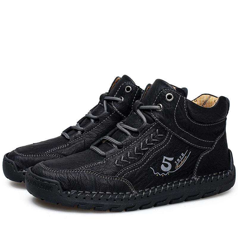 High Quality Men Outdoor Walking Hiking Loafers Casual Leisure Soft Bottom Shoes Fashion Flats Comfy Lace-Up Minimalist Shoes