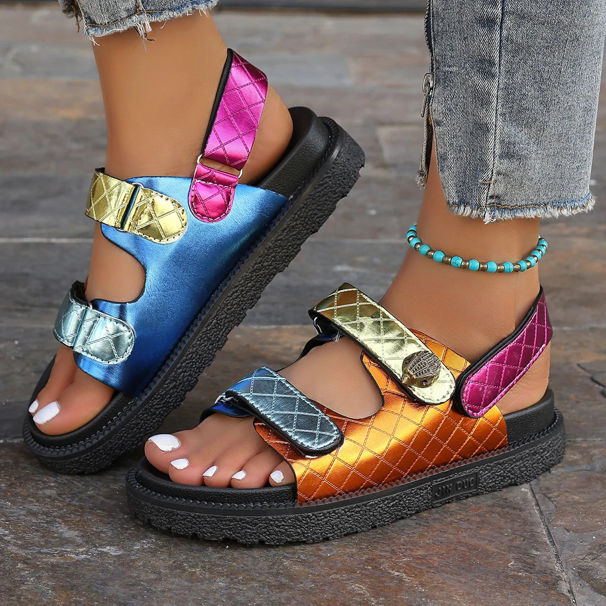 2025 New Summer Sandals Travel Women Shoes New Sandal Sole Durable Sandal Ladies Outdoor Beach Slippers Platform Sandals 35-43