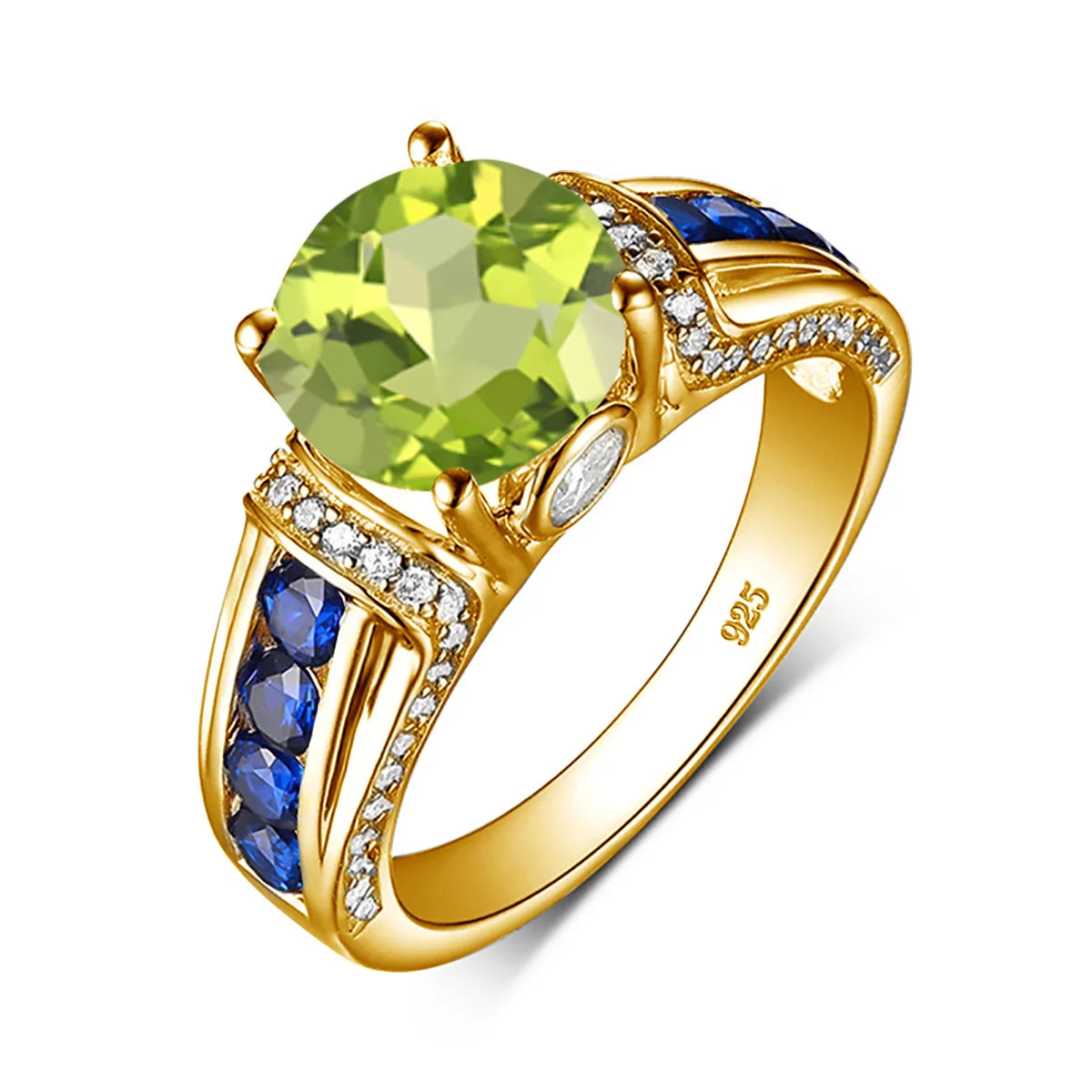 Szjinao Green Emerald Ring Gold For Woman Round Cut 8*8mm 2ct Stone Wedding Luxury Designer Jewelry High Quality Valentines Gift