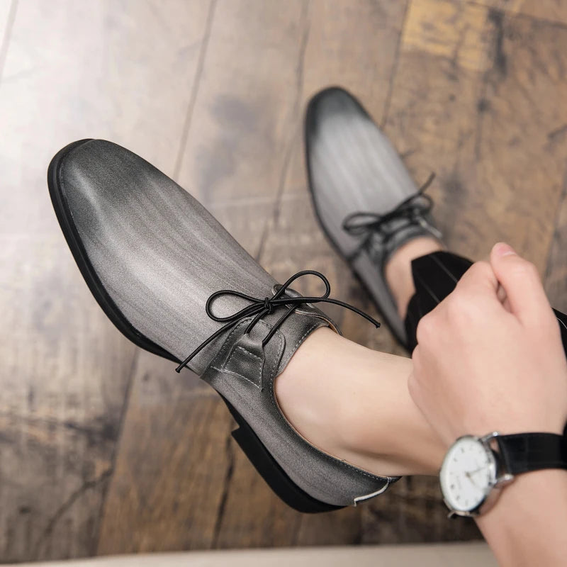 Trendy and Fashionable Derby Shoes Round Toe Lace up Business Office Dress Shoes Wedding Banquet Shoes Size 38-48 Men Shoes