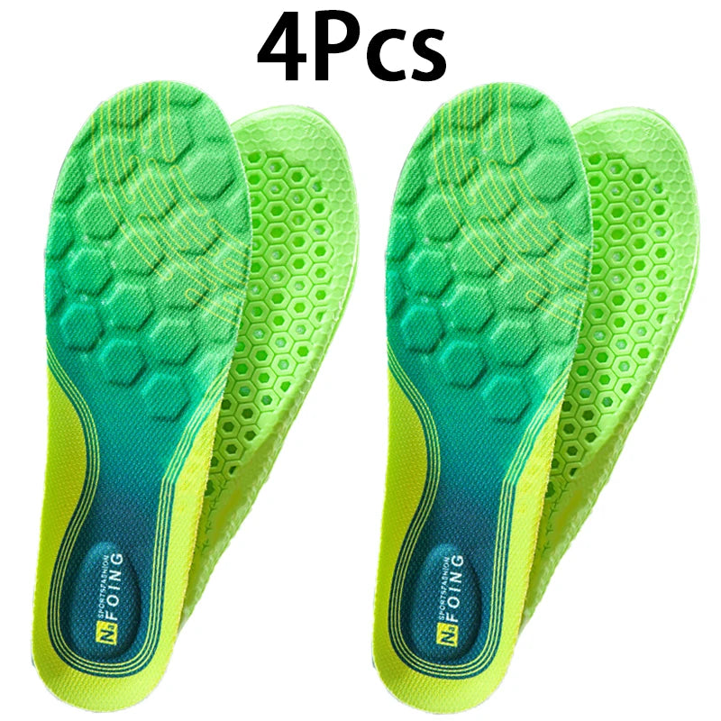 4Pcs men women Breathable sports insoles summertime Odor Control Insole Elastic Shock Absorbing Sole Outdoor Running Insole