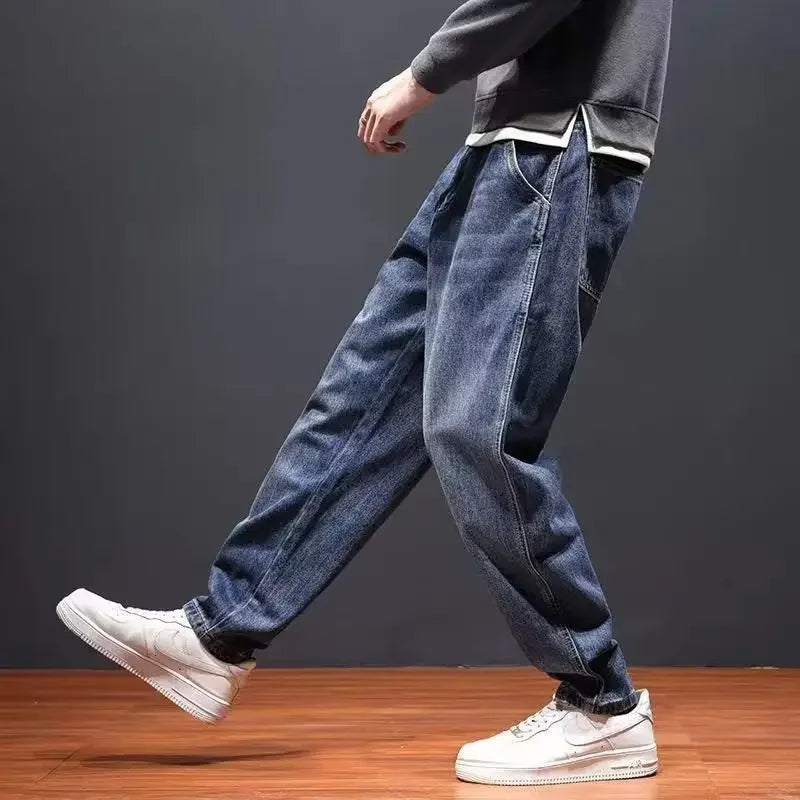 with PocketsJeans for Men Cropped 2025 Fashion Trousers Xs Cotton Classic Y 2k Vintage Grunge Y2k Regular Goth Man Cowboy Pants