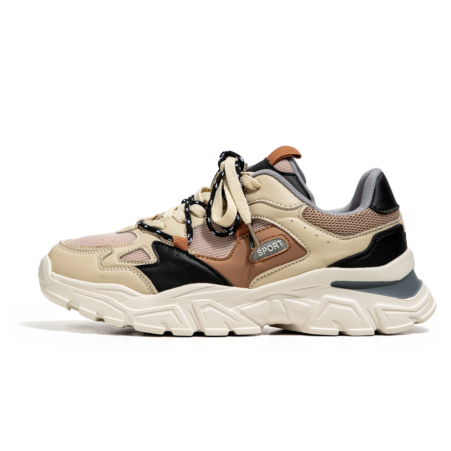 Outdoor Breathable Anti-Slip Mesh Light Shock-absorption Blue Beige Sneaker