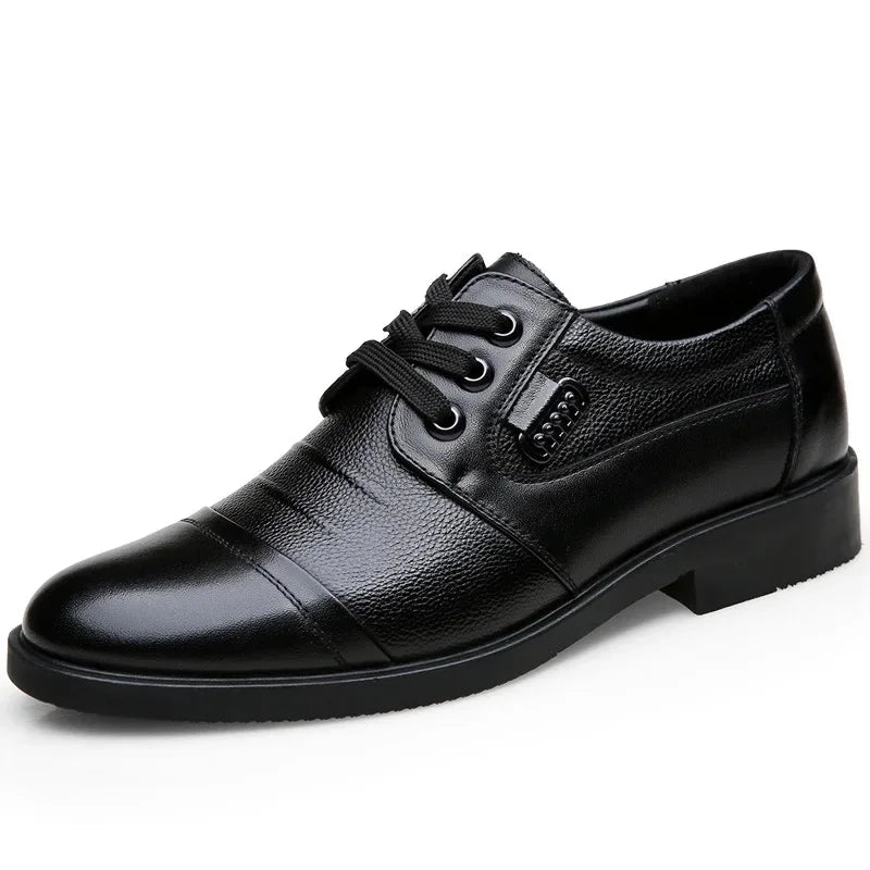 Men's Genuine Cow Leather Shoes Business Casual Shoes With Triple-Stitched Soles For Middle-Aged And Elderly Men