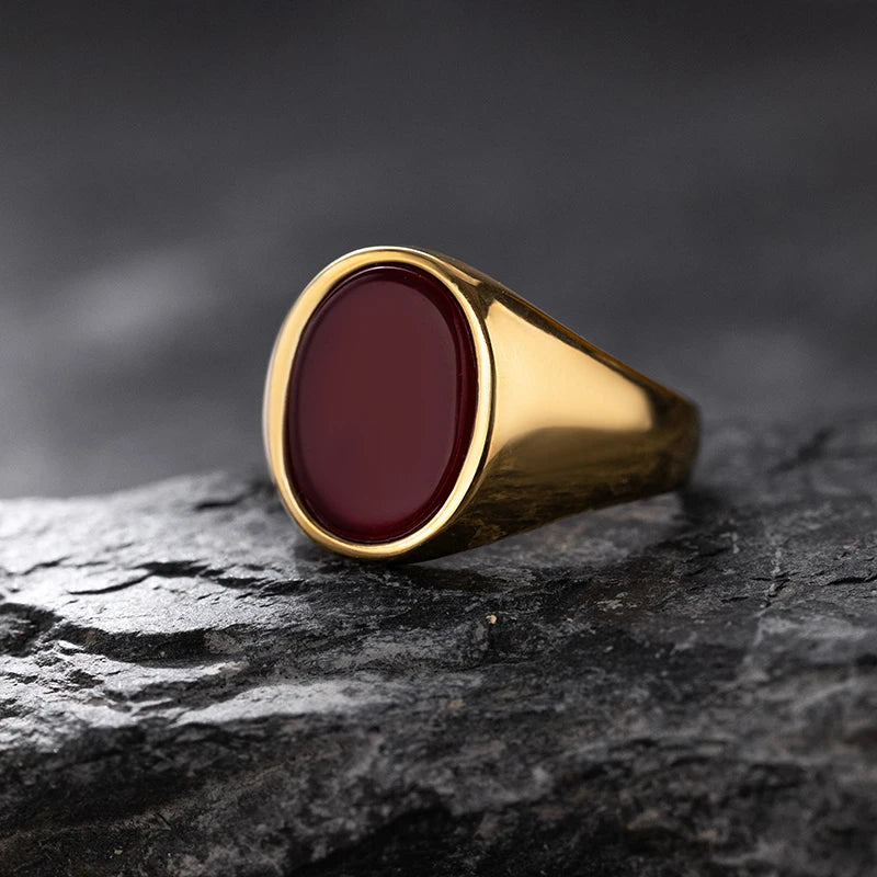 Luxurious Retro Black Agate & Tiger Eye Stone Men Women Trendy Ring - Casual Fashion, 316L Stainless Steel Handmade Jewelry