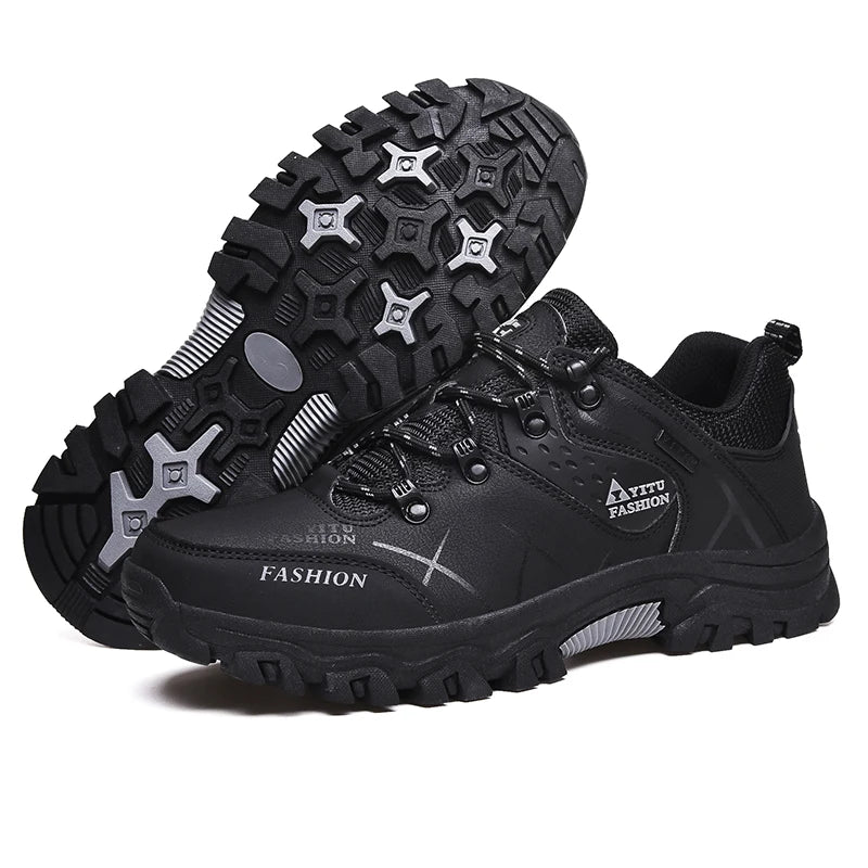 New Leather Sneakers Breathable Men Casual Shoes Comfortable Walking Shoes Non-Slip Outdoors Hiking Shoes Fashion Men's Shoes