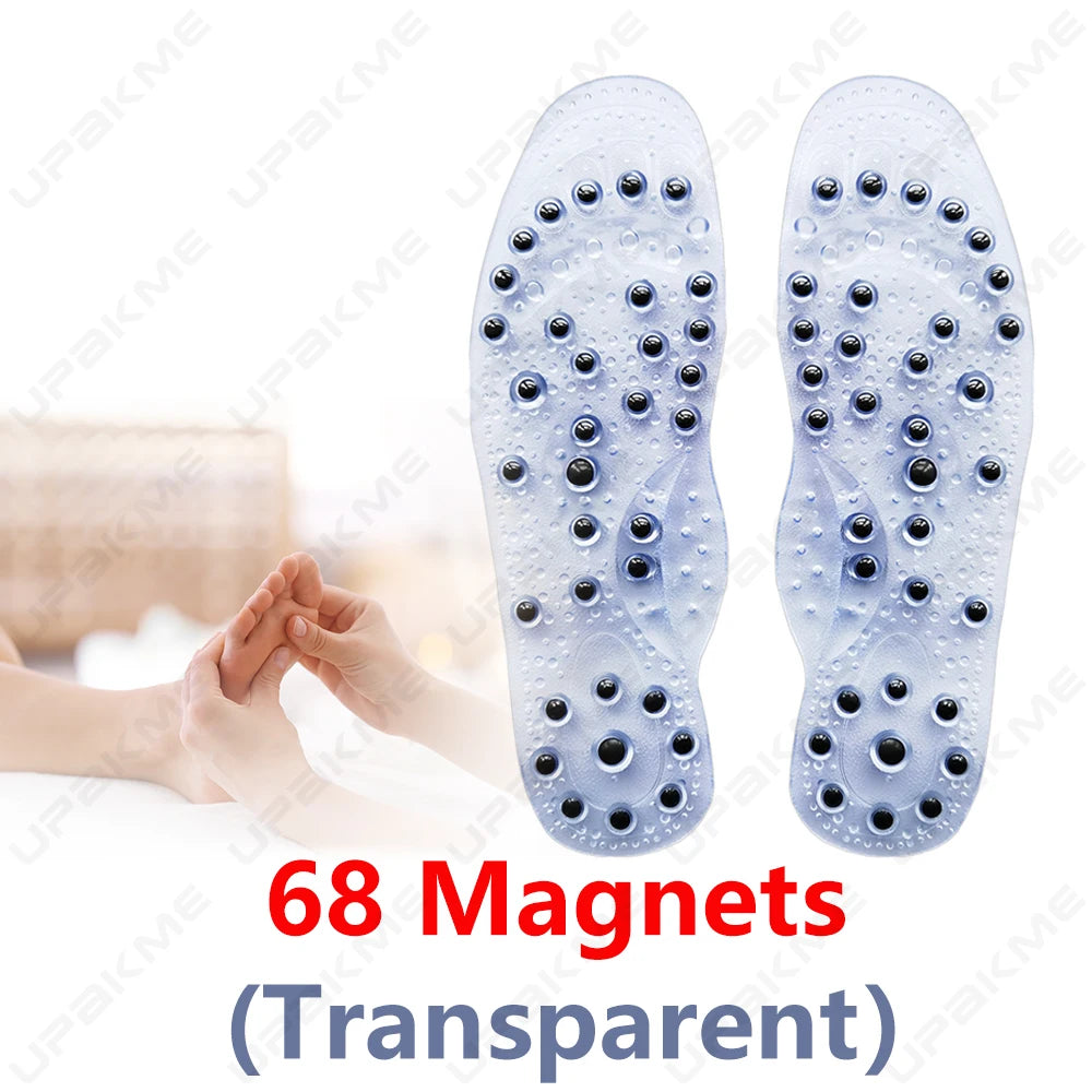 1 Pair Magnetic Therapy Insoles Enhanced Upgrade 68 Magnets Advanced Foot Acupressure Shoes Pads Massage Slimming Insoles Unisex