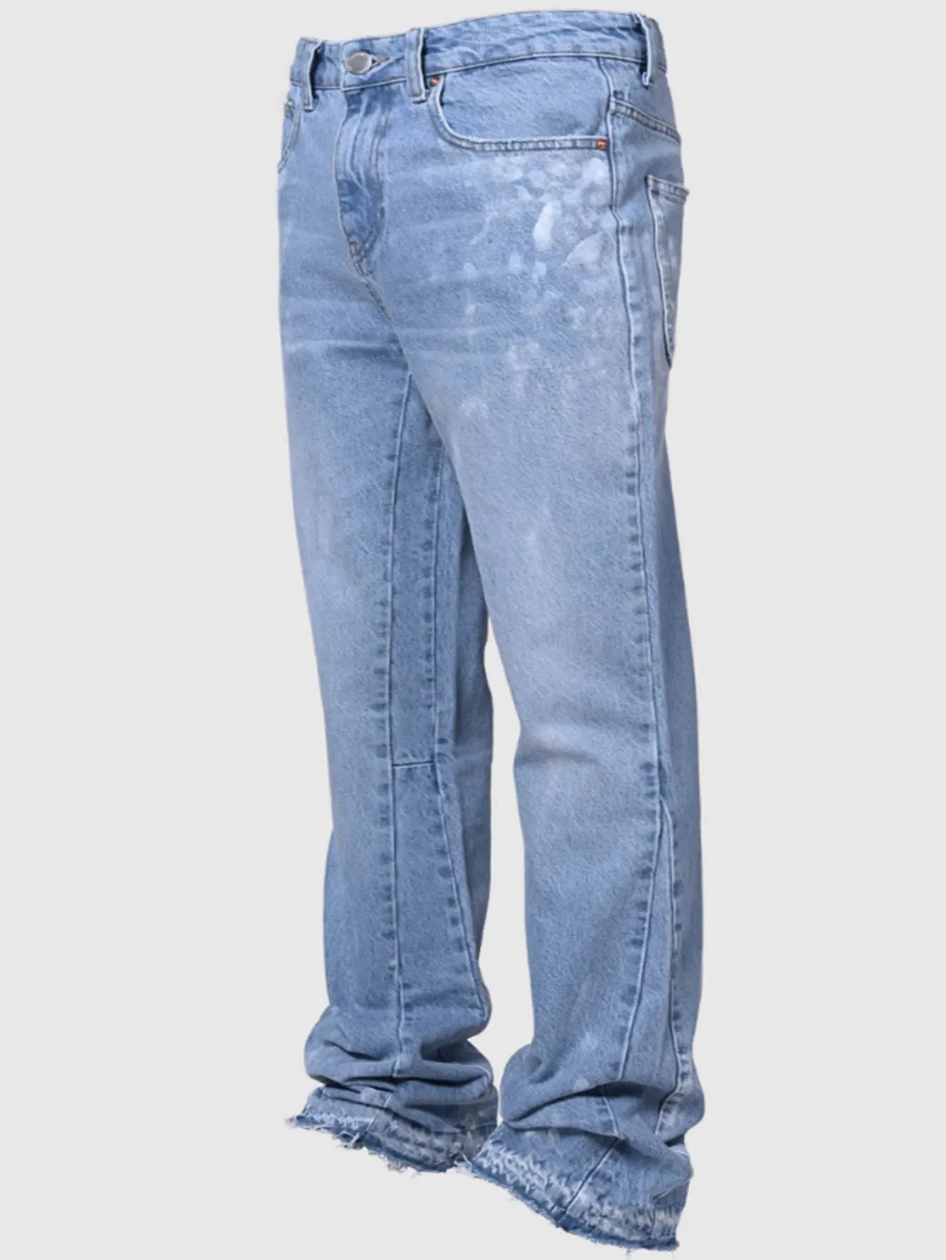 Jeans Men Denim Pant Vintage Straight Pants Mid Waist Stretch Distressed Washed Pockets Button Trousers 2025 Streetwear Denims