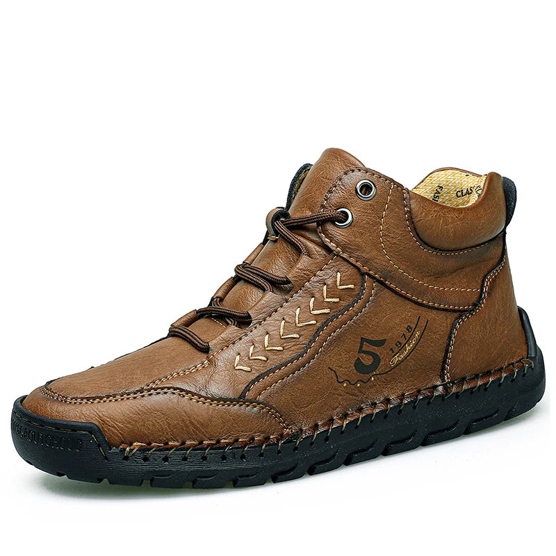 High Quality Men Outdoor Walking Hiking Loafers Casual Leisure Soft Bottom Shoes Fashion Flats Comfy Lace-Up Minimalist Shoes