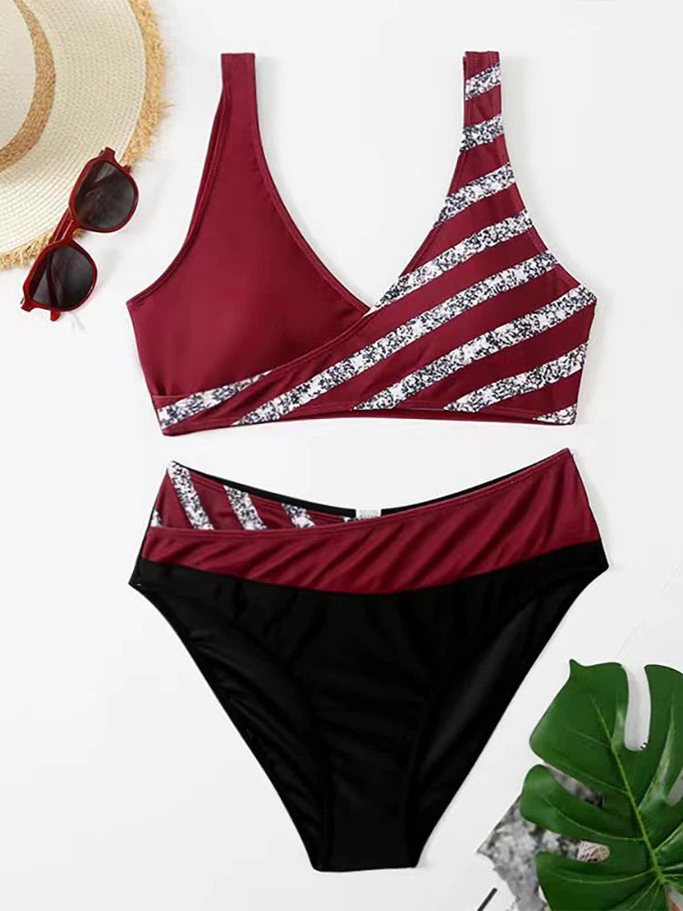 New Women Sexy Stripe Bikini Female Summer Swimsuit Two Piece Bikini Set Beachwear Swim Suit Swimwear Brazil Bathing Suit