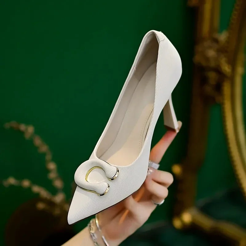 Spring Shoes for Women Pointed Toe Thin Heel Women Pumps Genuine Leather High Heels Women's Stiletto Heels Office Ladies Shoes