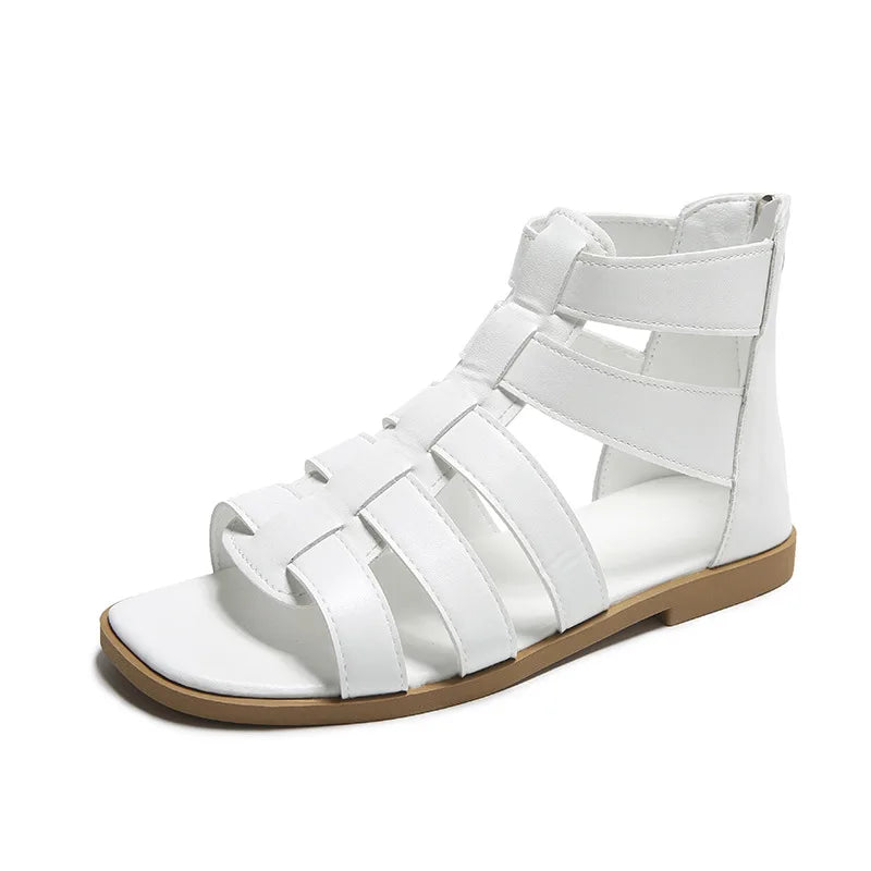 Women's Sandals Summer Elegant Casual Low Heels Flats Gladiator White Fish Toe with Best Selling Woman Shoes