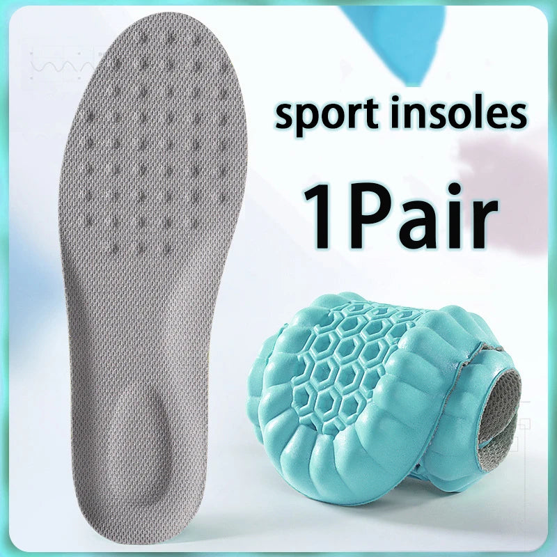 1pair soft breathable insoles Men's outdoor sports running insoles Elastic shock-absorbing sole Arch support comfort insole