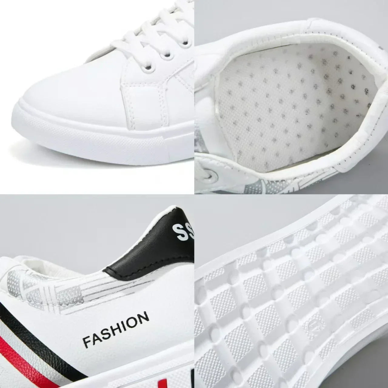 Men's Sneakers White Casual Shoes Lightweight Breathable Flats Fashion Lace-up Vulcanized Shoes Non Slip Outdoor Men Shoes Tenis