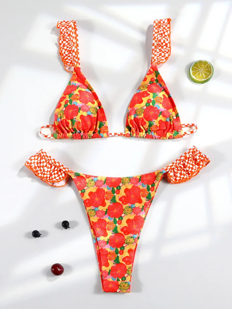 Miyouj Bandage Swimsuit Sexy Swimwear High Waist Bikinis Women Patchwork Bathing Suits Summer Beachwear New Brazilian Biquini