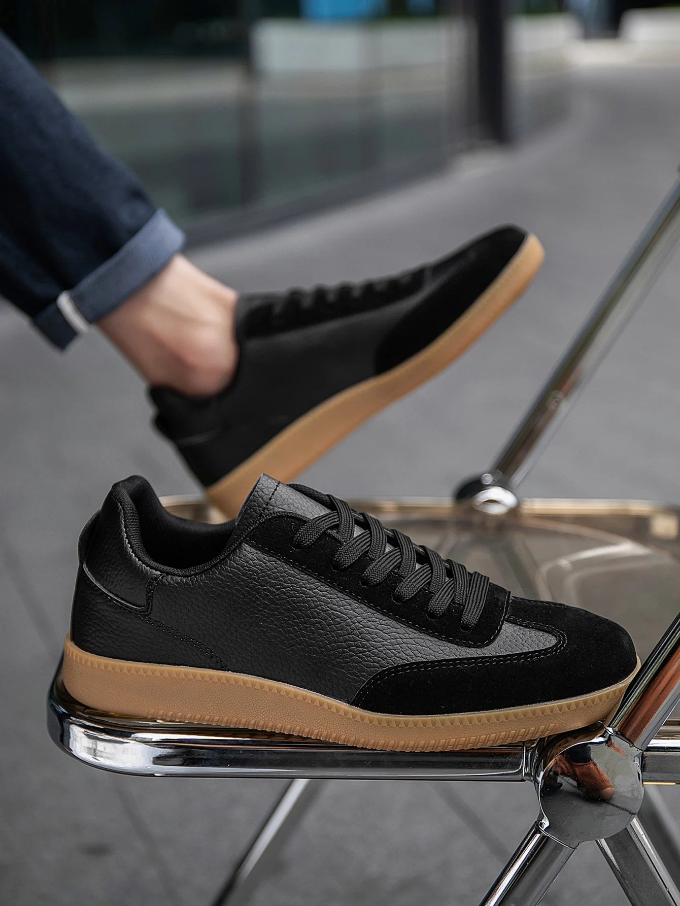 (One Size Smaller) Men's Fashionable Retro Contrasting Lace-Up Comfortable Oxford Sole Casual Sneakers, Personalized Outdoor Daily Work Clothing Couple's Walking Sneakers