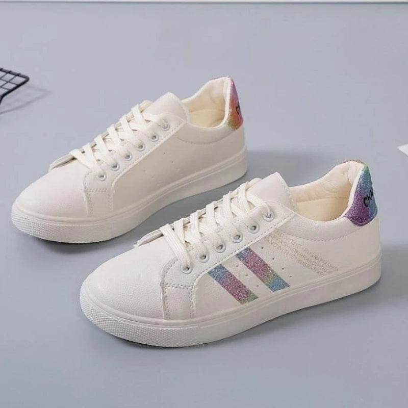 Women Casual Walking Shoes New Flat Woman White Sneakers Breathable Lace-Up Female Sneakers Fashion Student Vulcanized Shoes