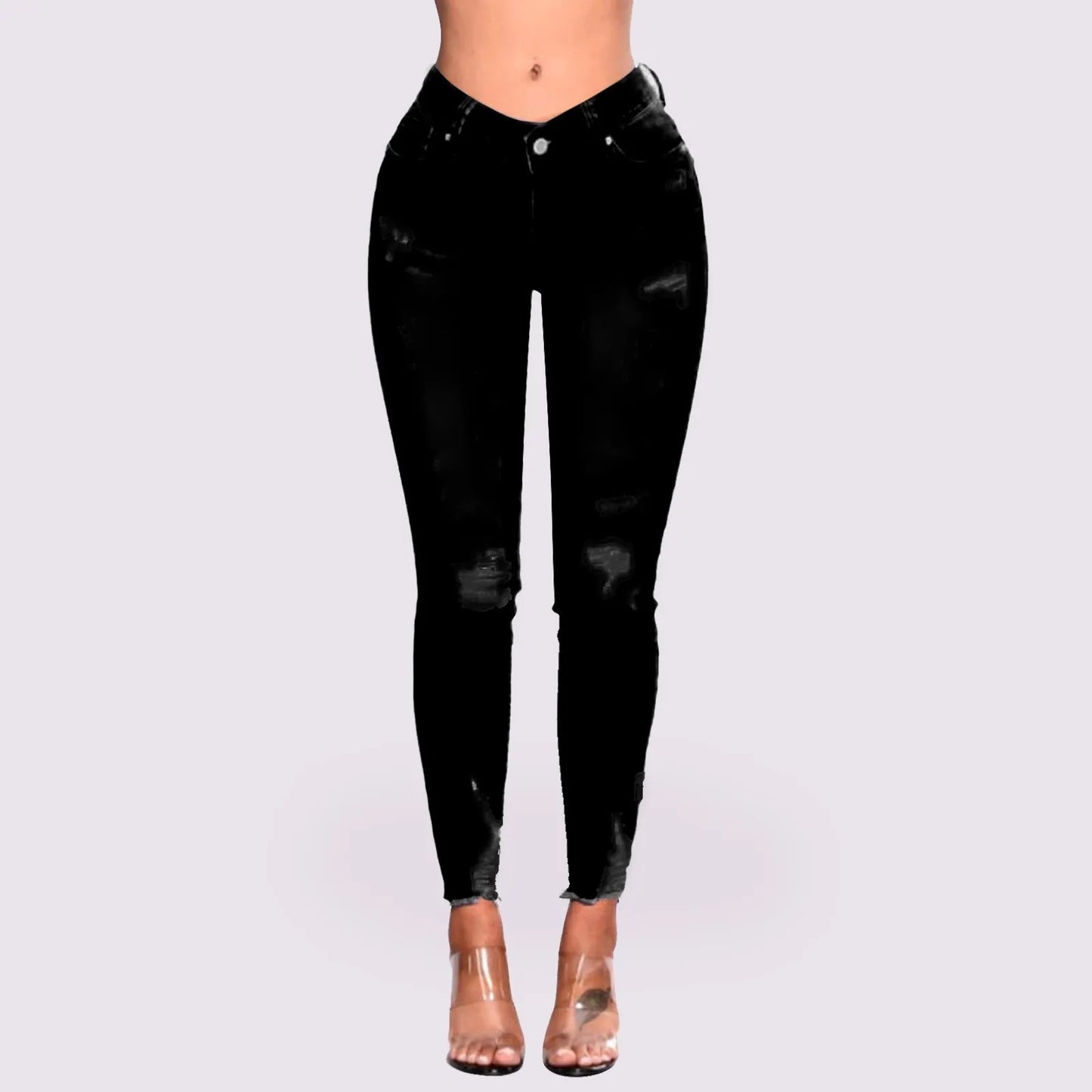 Hole Denim Trousers For Women Skinny Ripped Jeans Small Feet Slim Denim Pants Buttocks Ripped Jeans Women'S Denim Pants