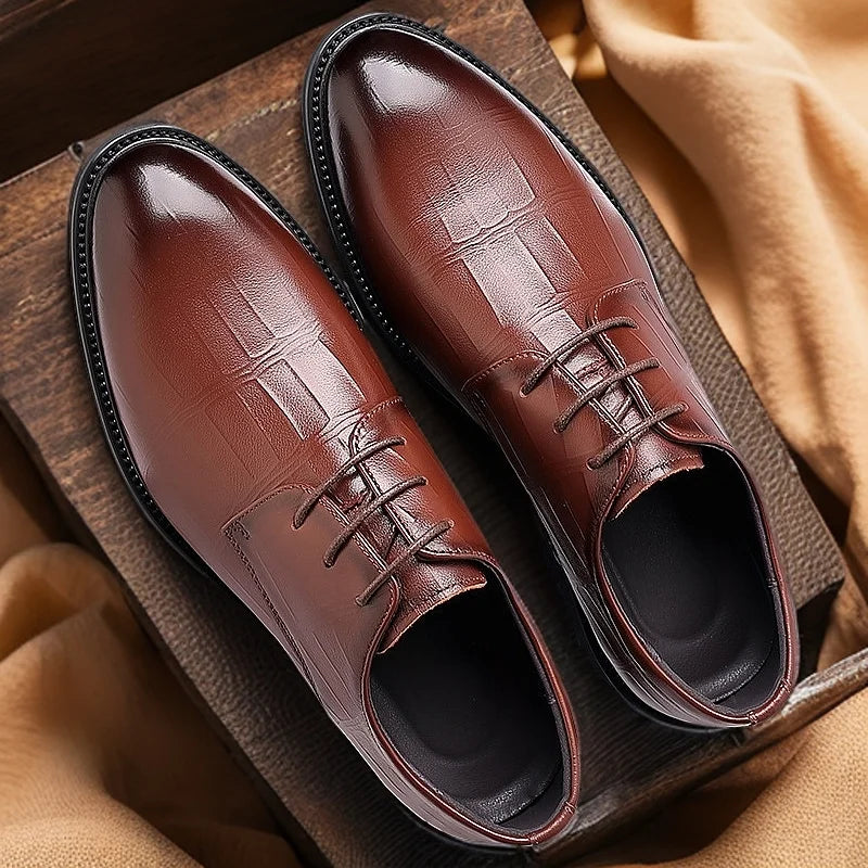Men's New Business Dress Leather Shoes Men's British and Korean Version Casual Breathable Pointed Groom Best Man Wedding Shoes
