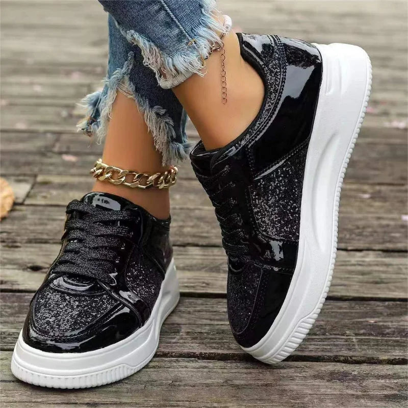 Gold Sequins Platform Sneakers Fashion Casual Sports Shoes