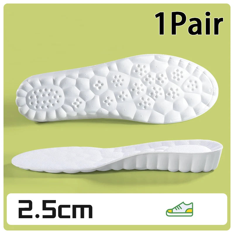 1Pair height increase insoles Breathable Anti-Odor Insole Shock Absorbing Shoe Sole Soft comfortable Sports Insole