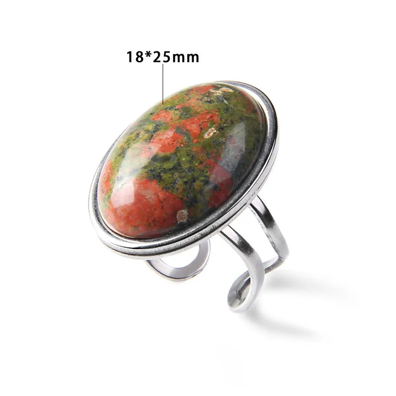 Rose Quartzs Rings Natural Stone Labradourites Beads Rings Silver Color Rings Party Wedding Anniversary Engagement Gifts Jewelry