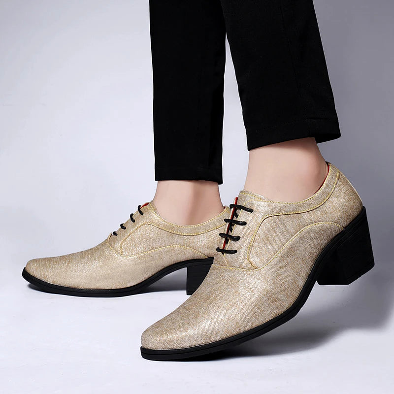 Elegant Purple High Heel Mens Shoes 2025 Size 38-46 Pointed Toe Italian Wedding Shoes for Man Luxury Business Men's Dress Shoes