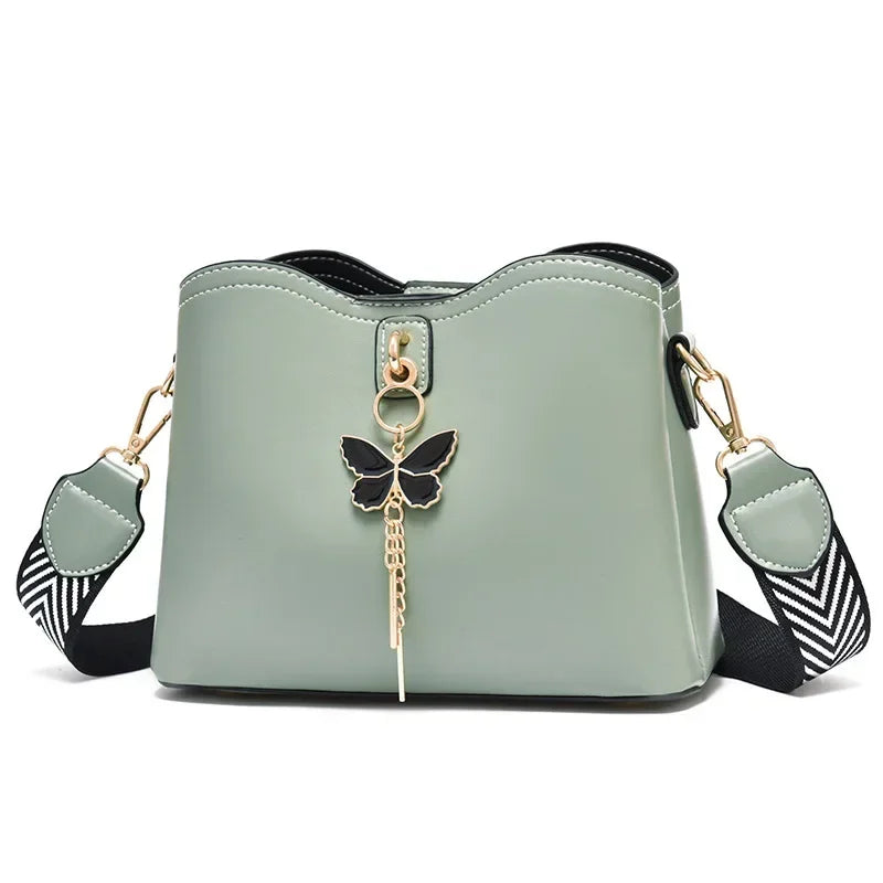 2024 Women White Handbag New Designer Butterfly Tassel PU Leather Messenger Bags Ladies Crossbody Female Tote Shoulder Bag