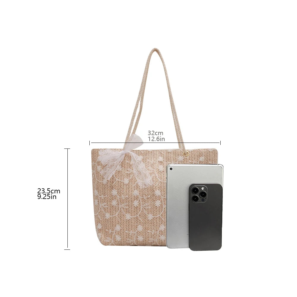 Travel Holiday Shoulder Lace Lace Lace Lace braided bag Large capacity beach bag Straw braided style handbag shoulder bag cmc