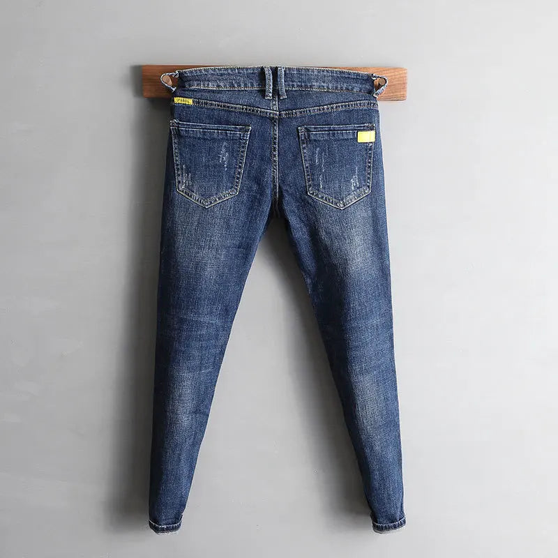 Fashion 2022 Social Spirit Guy Cowboy Stretch New Denim Jeans Man's Trendy Trousers Brand Jean Slim Homme Pencil Pants Men