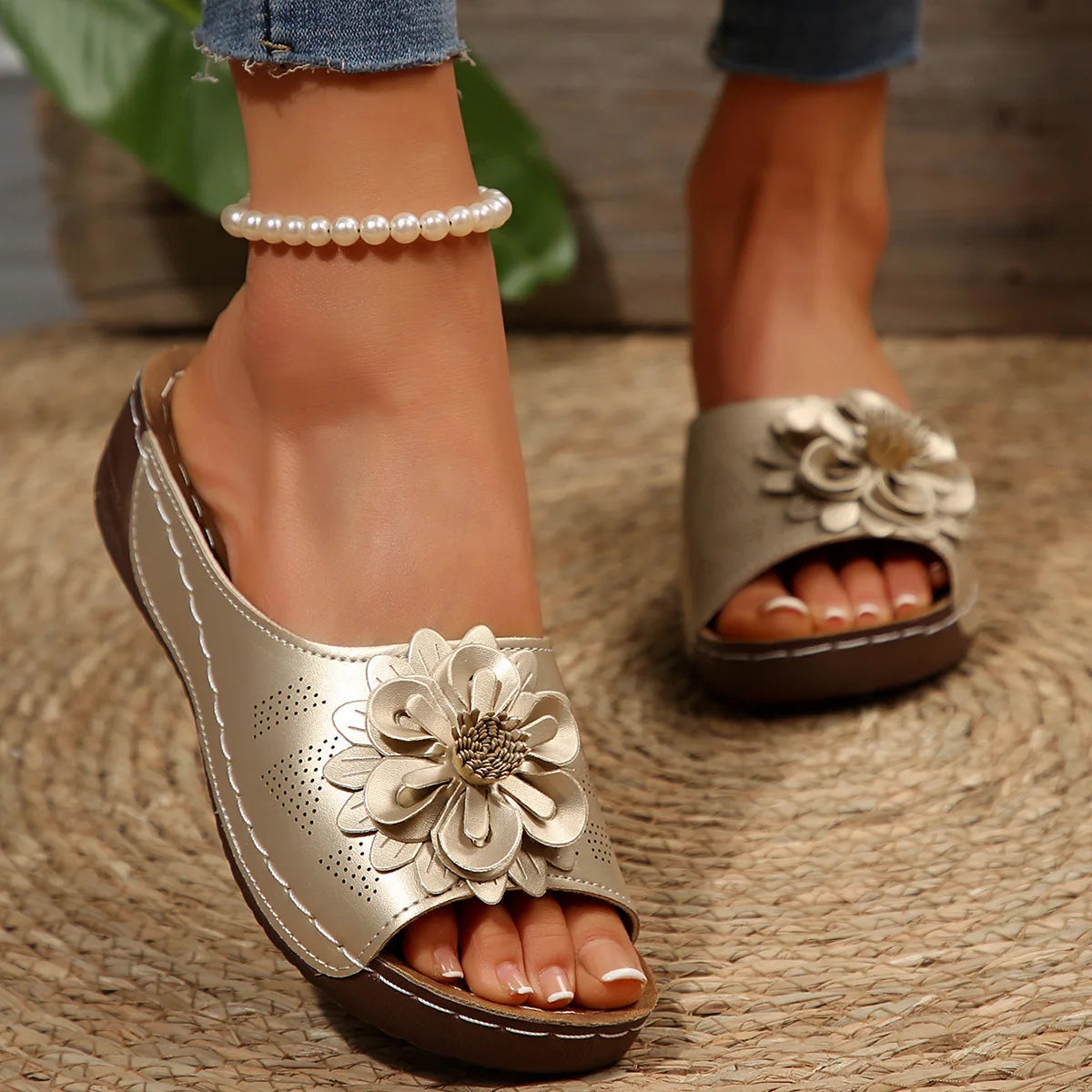 Women's Sandals Soft Heels Sandals Summer 2025 Casual Wedges Heeled Shoes Women Elegant Low Platform Slippers Sandalias Mujer