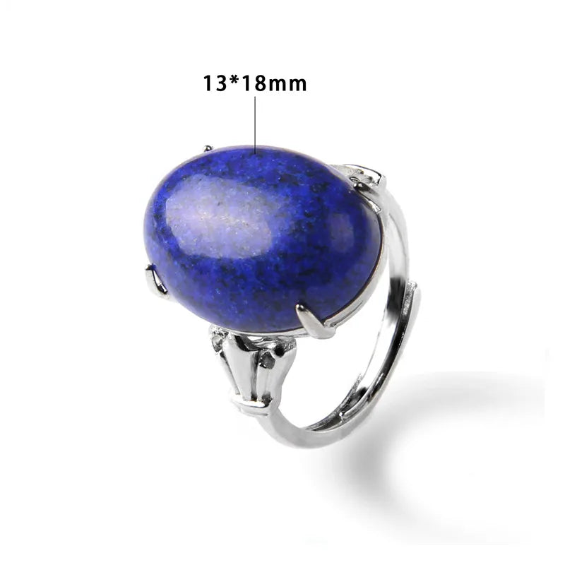 Rose Quartzs Rings Natural Stone Labradourites Beads Rings Silver Color Rings Party Wedding Anniversary Engagement Gifts Jewelry
